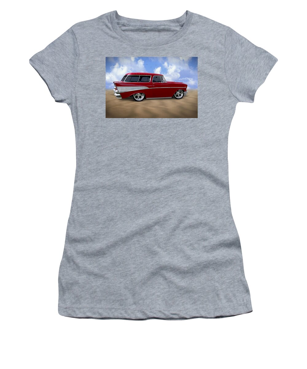 Transportation Women's T-Shirt featuring the photograph 57 Belair Nomad by Mike McGlothlen
