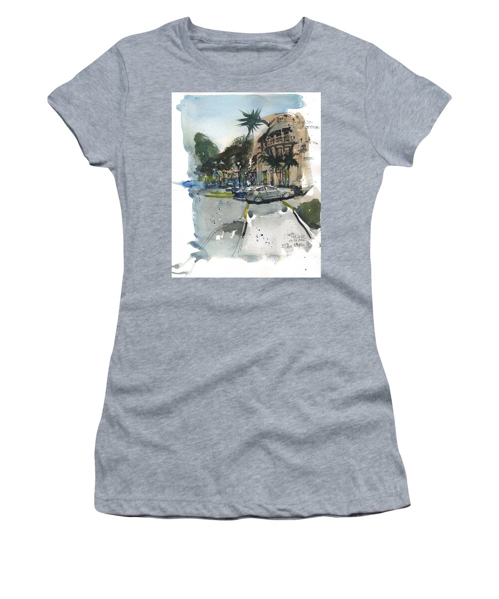 Landscape Women's T-Shirt featuring the painting 5th Avenue Naples Bustle by Gaston McKenzie