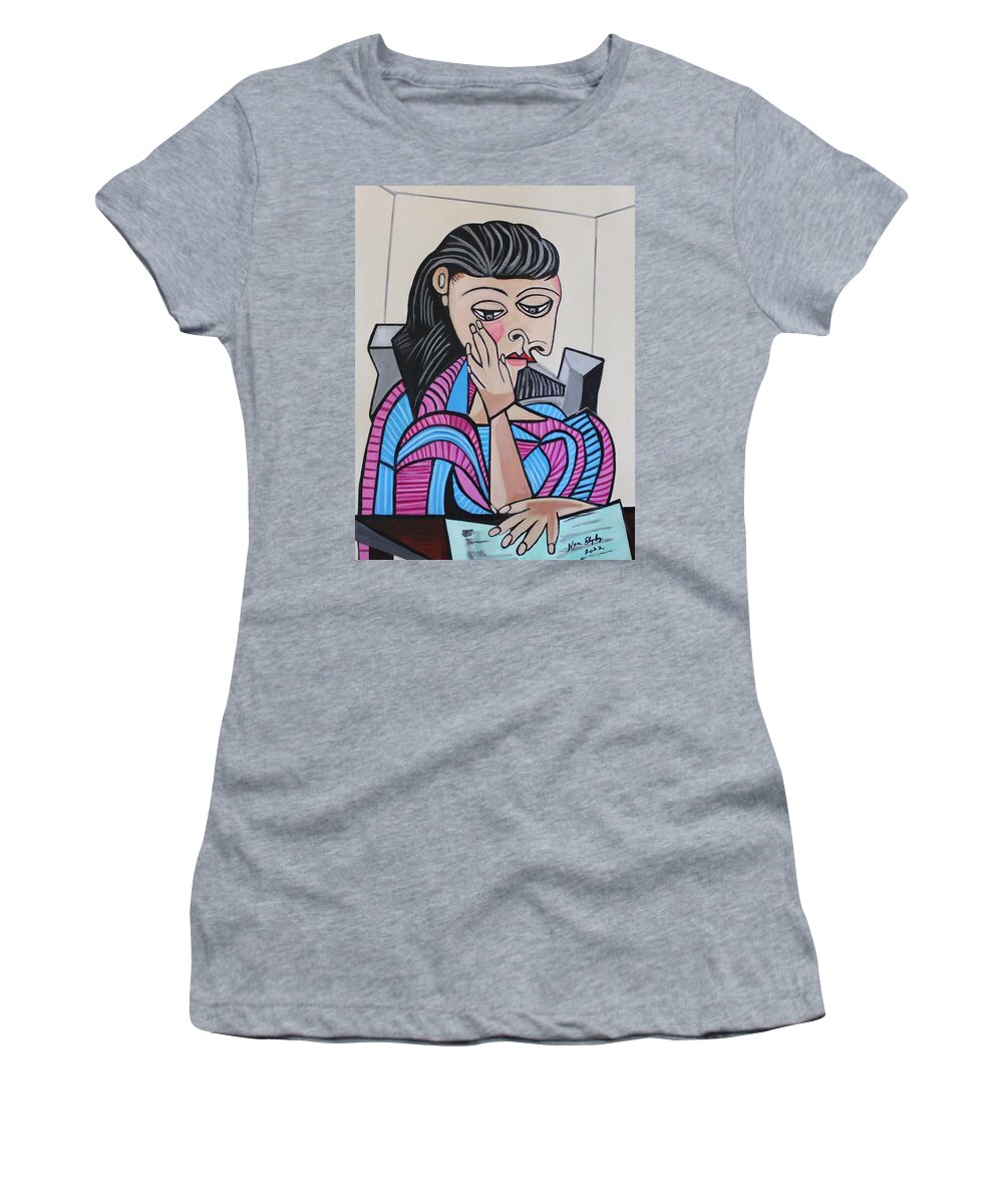 Picasso By Nora Women's T-Shirt featuring the painting Hanging Out, Picasso By Nora by Nora Shepley