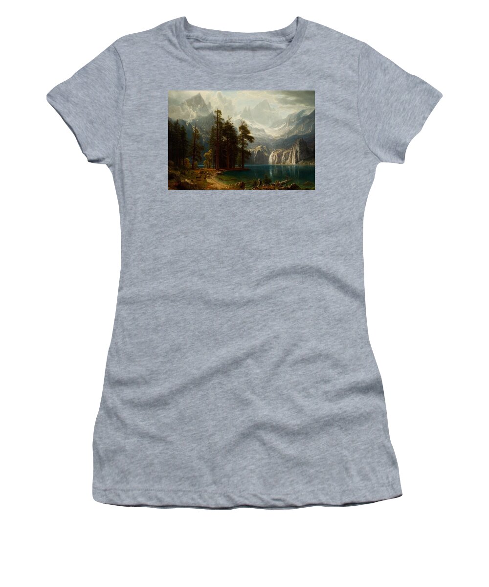 Sierra Nevada Women's T-Shirt featuring the painting Sierra Nevada #7 by Albert Bierstadt