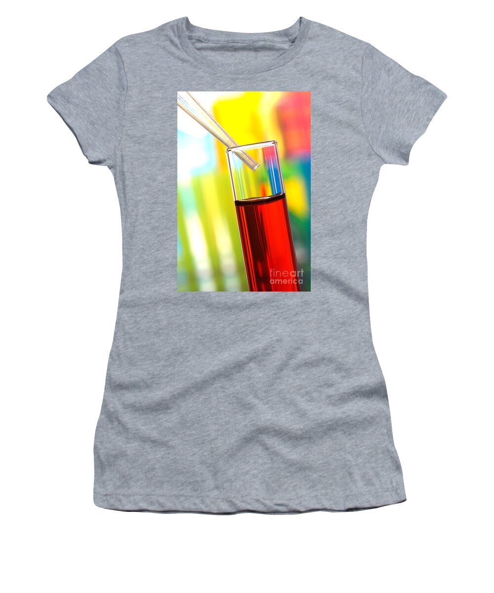 Blood Women's T-Shirt featuring the photograph Laboratory Experiment in Science Research Lab #70 by Olivier Le Queinec