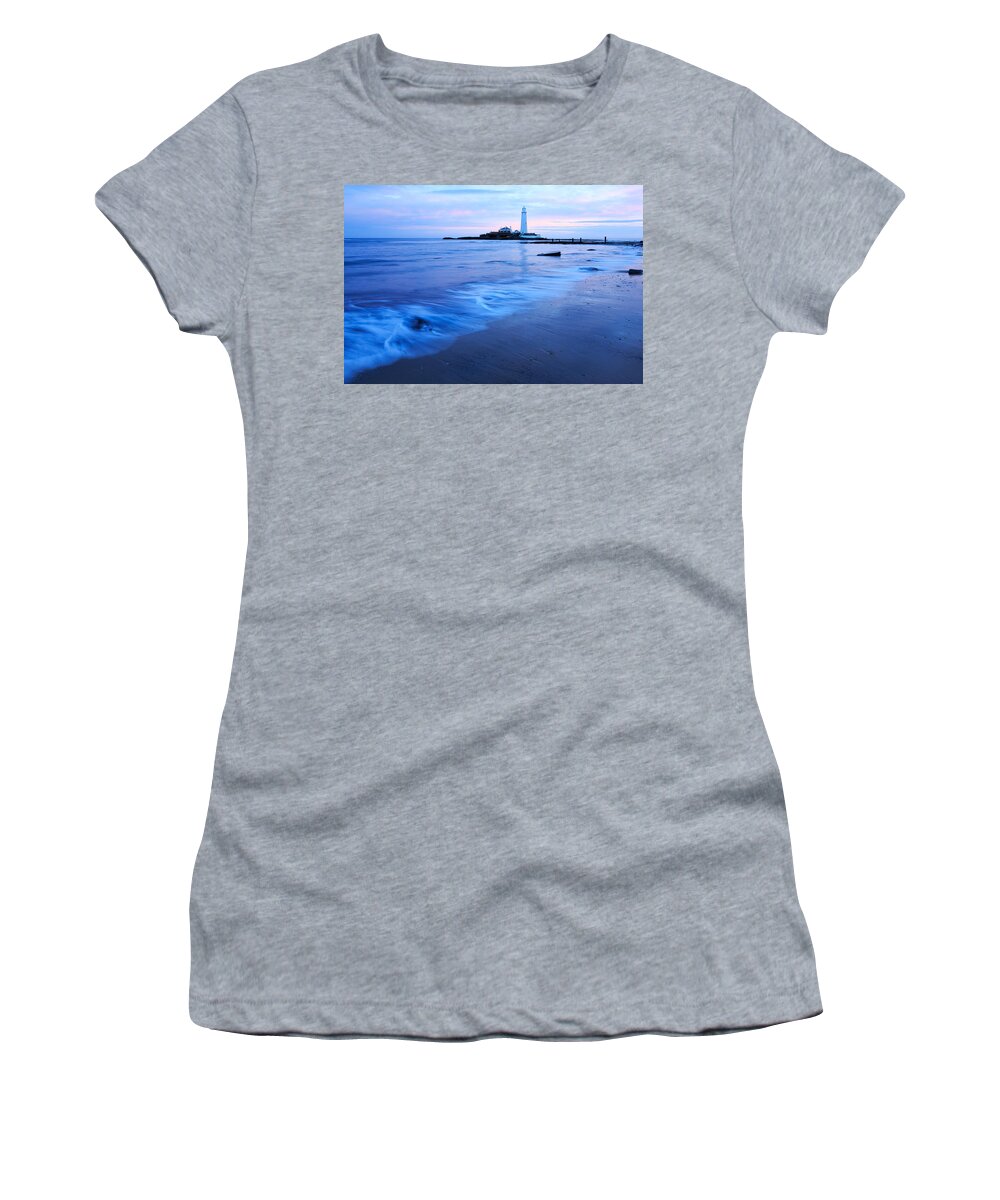 Whitley Women's T-Shirt featuring the photograph Saint Mary's Lighthouse at Whitley Bay #9 by Ian Middleton