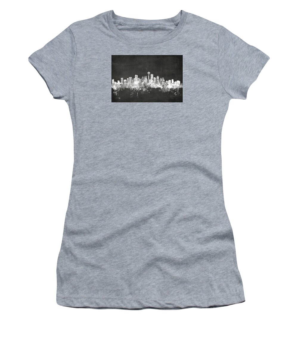 United States Women's T-Shirt featuring the digital art Seattle Washington Skyline #9 by Michael Tompsett