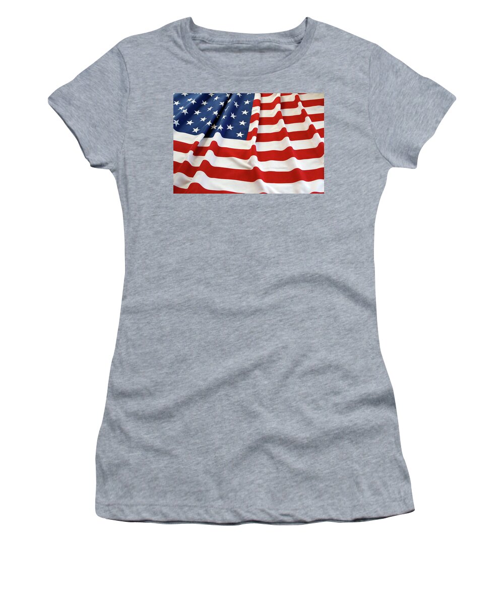 Independence Day Women's T-Shirt featuring the photograph USA flag 17 by Les Cunliffe