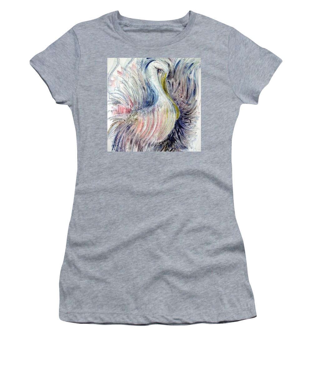 Ad Painting Women's T-Shirt featuring the painting Gull Thrashing In The Oil by Rosanne Licciardi