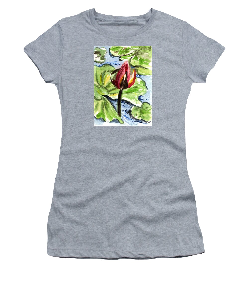 Water Lilies Women's T-Shirt featuring the painting A Birth Of A Life by Harsh Malik