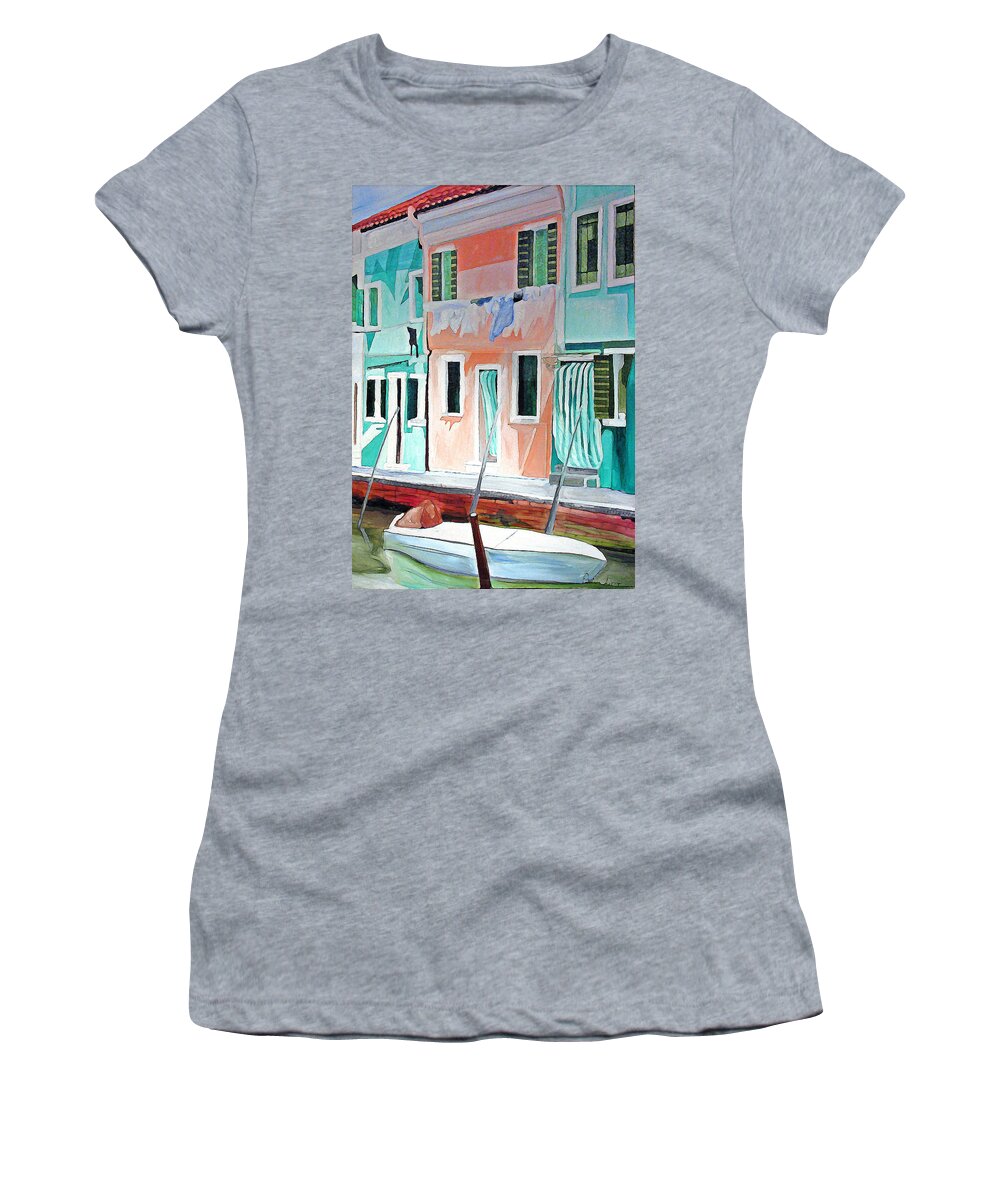 Italy Women's T-Shirt featuring the painting A Day In Burrano by Patricia Arroyo