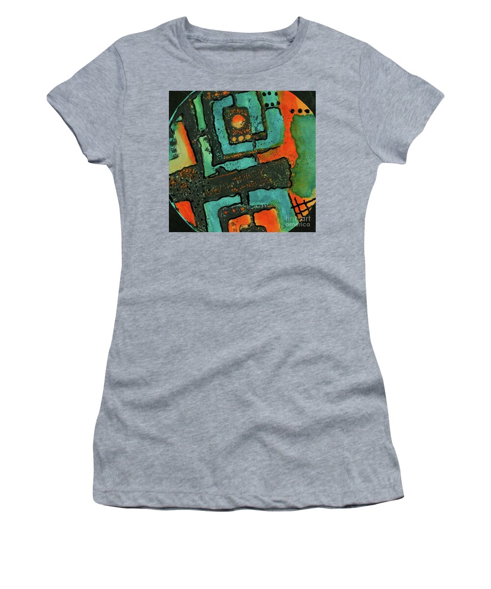 Mixed Media Women's T-Shirt featuring the painting A Few Black Dots by Angela L Walker