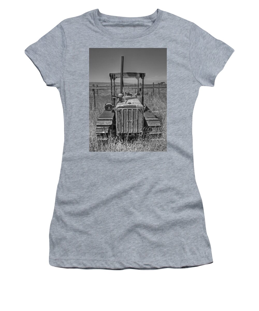 Cat Women's T-Shirt featuring the photograph A Forgotten Dozer Black and White by Ken Smith