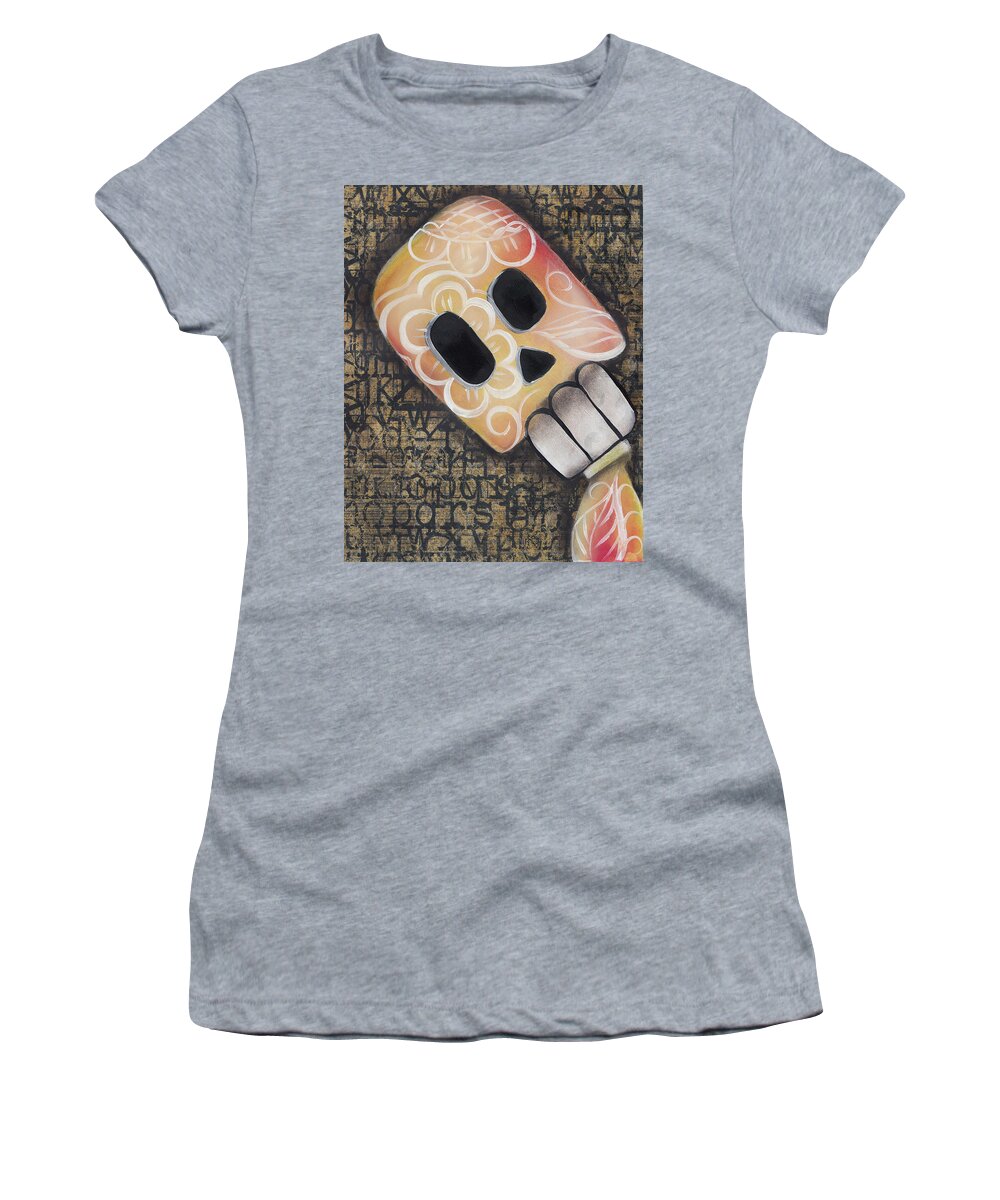 Day Of The Dead Women's T-Shirt featuring the painting A friend from the past by Abril Andrade
