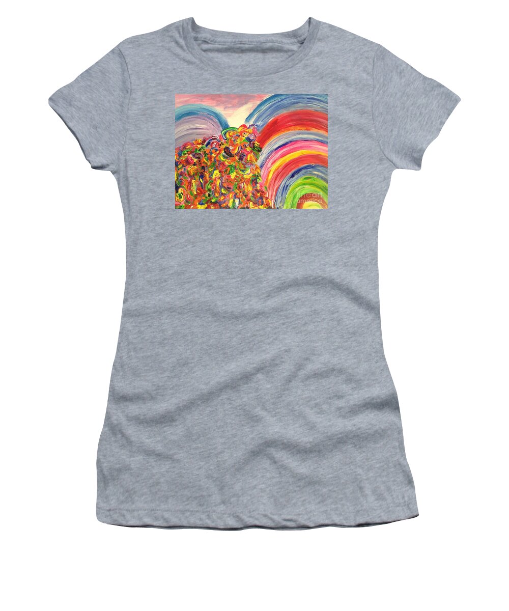 A Joyful Noise Women's T-Shirt featuring the painting A Joyful Noise by Sarahleah Hankes