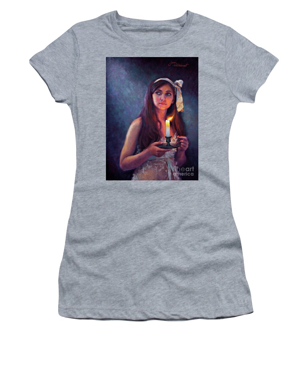 Pastel Women's T-Shirt featuring the painting A Light Unto My Path by Jean Hildebrant