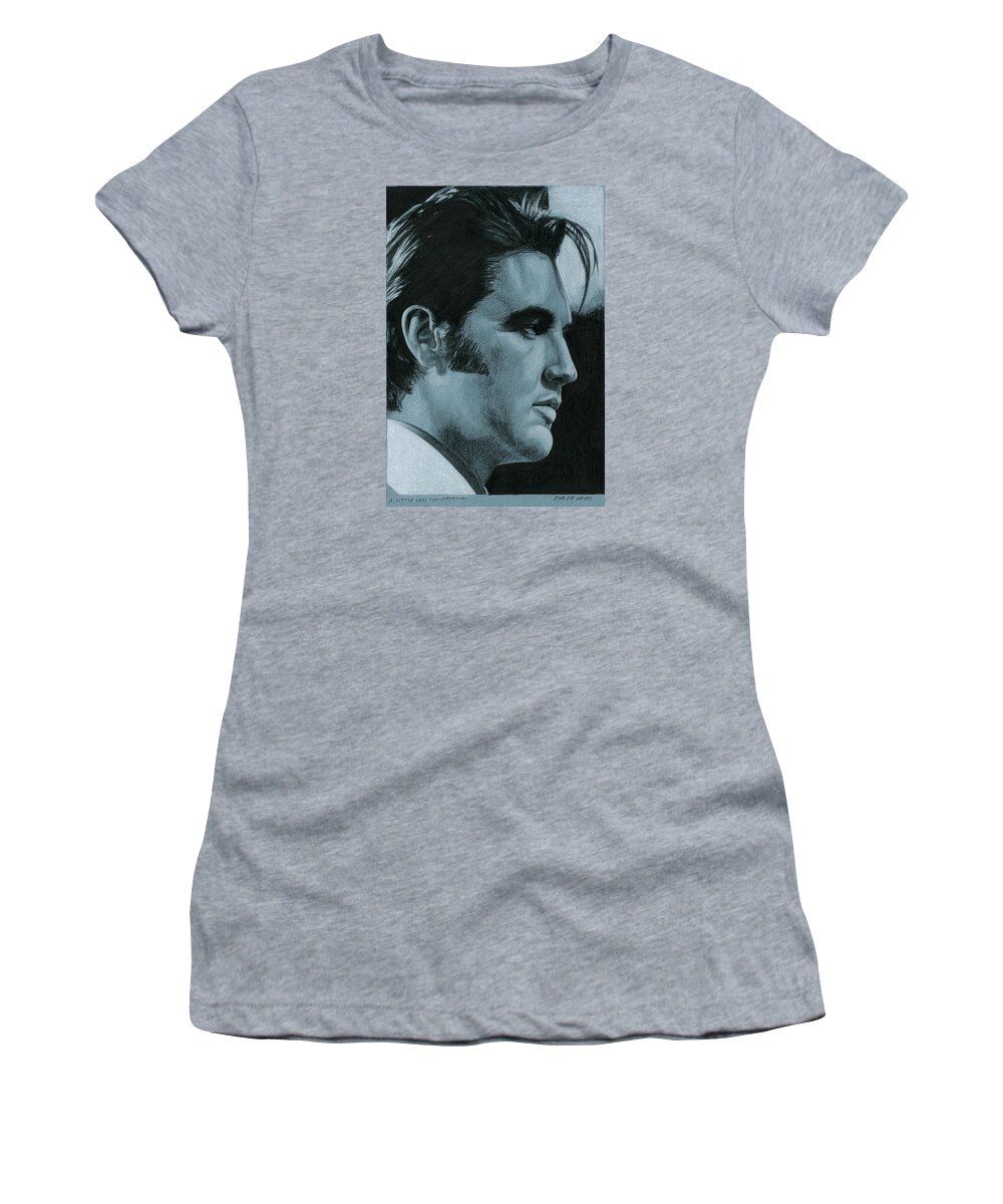 Elvis Women's T-Shirt featuring the drawing A little less conversation by Rob De Vries