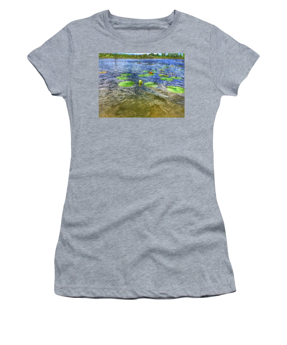 Lilies Women's T-Shirt featuring the photograph A Monet Moment by Nick Heap