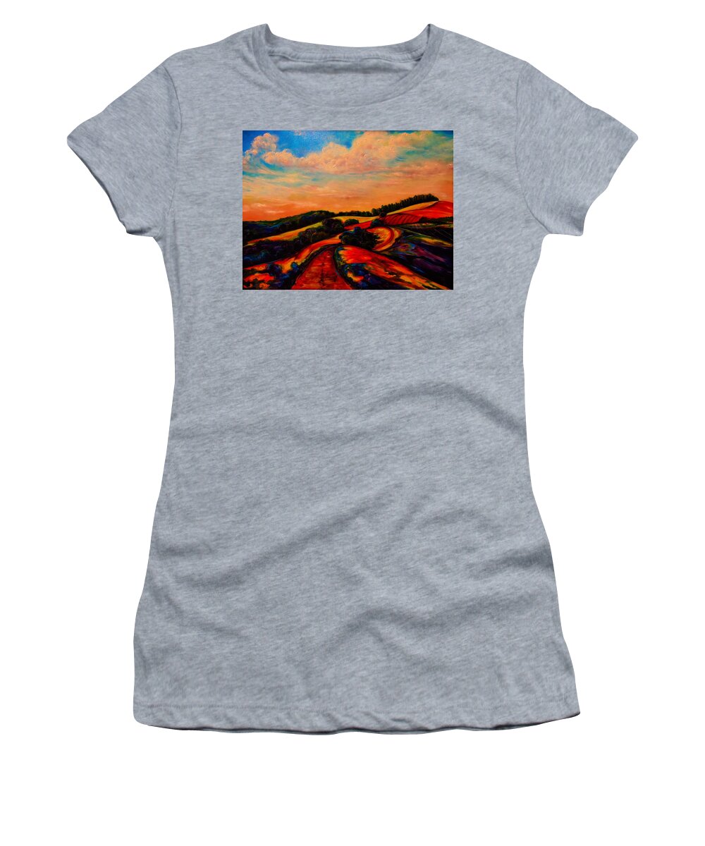 Emery Franklin Landscape Women's T-Shirt featuring the painting A New Day Dawning by Emery Franklin