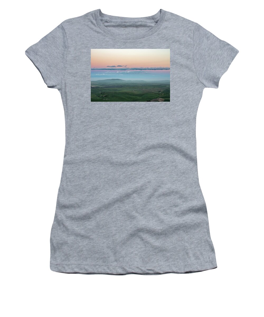Agriculture Women's T-Shirt featuring the photograph A pastel sunset in Palouse. by Usha Peddamatham