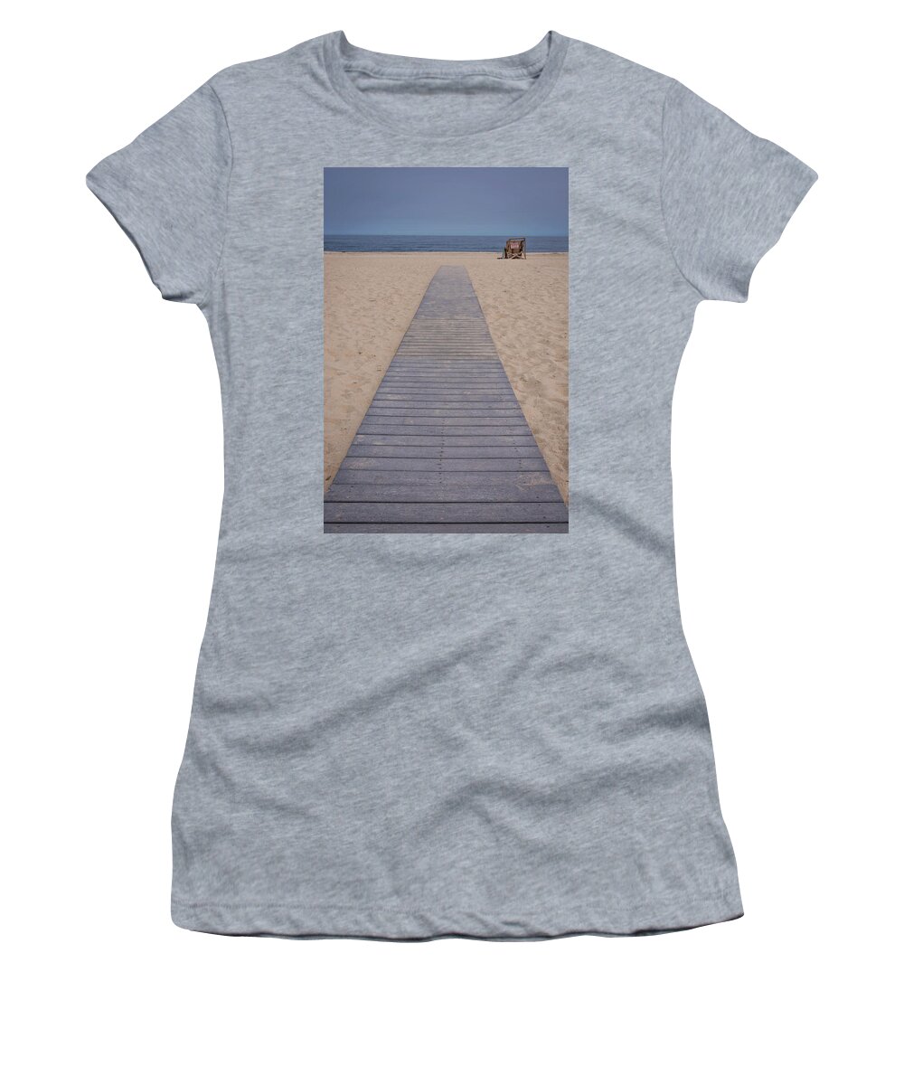 Terry D Photography Women's T-Shirt featuring the photograph A Path To The Sea Point Pleasant Beach NJ by Terry DeLuco