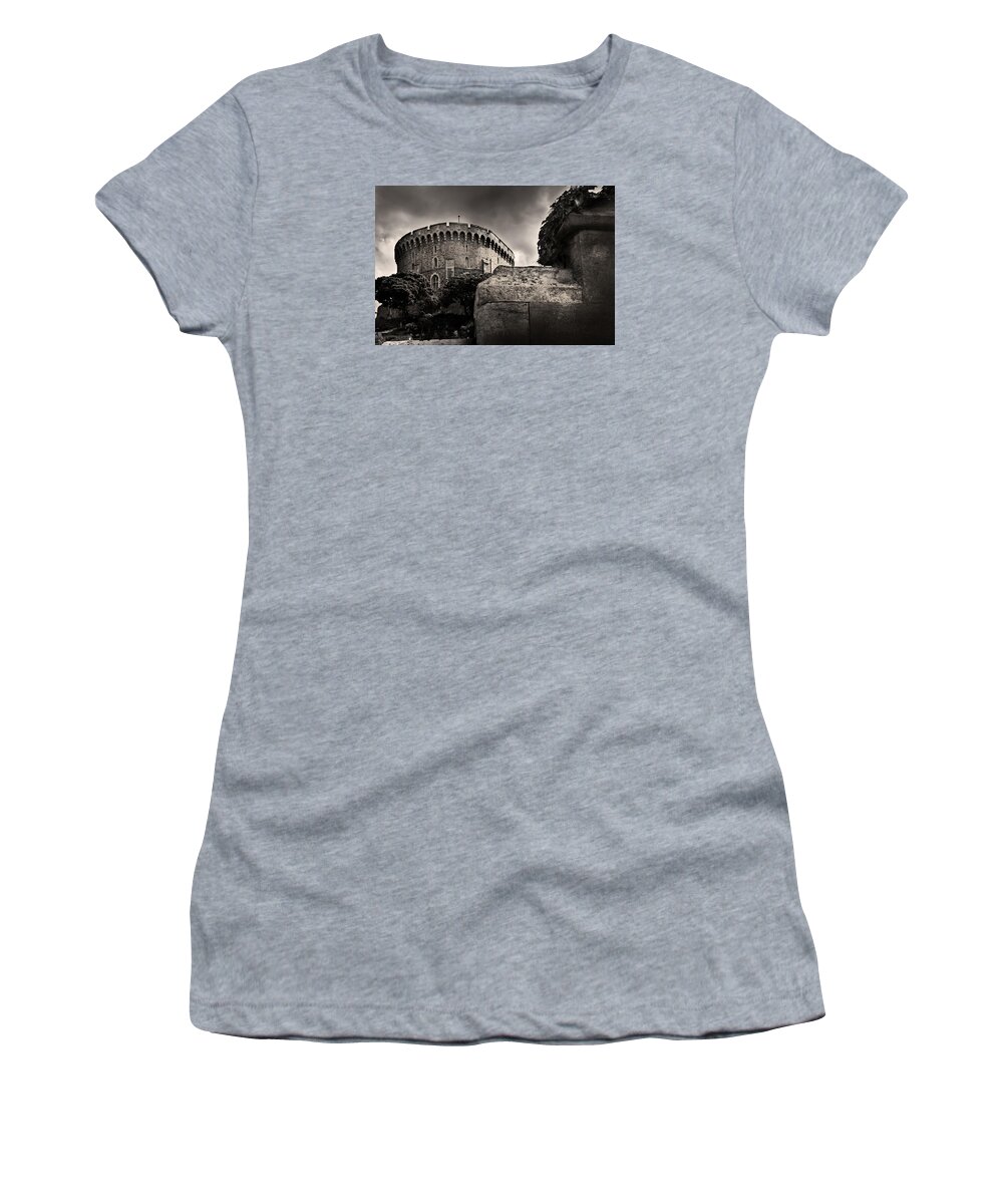 Windsor Castle Women's T-Shirt featuring the photograph A Peak at the Tower Pictorial by Denise Dube