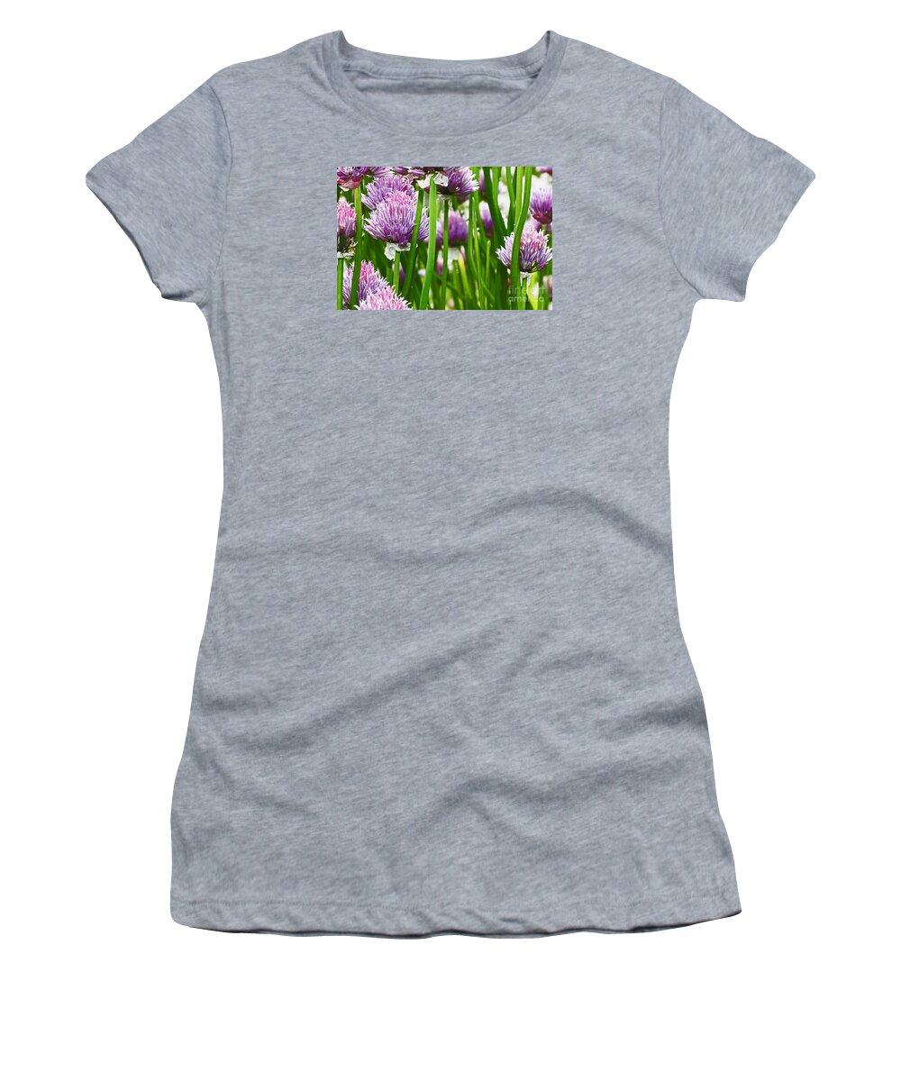  Women's T-Shirt featuring the photograph a Sea of Clover with Purple petals by David Frederick