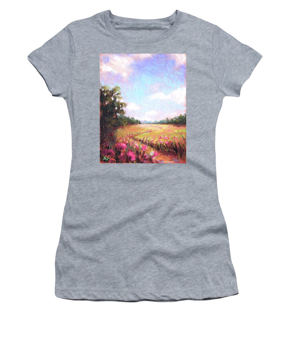 Landscape Women's T-Shirt featuring the painting A Spring to Remember by Susan Jenkins
