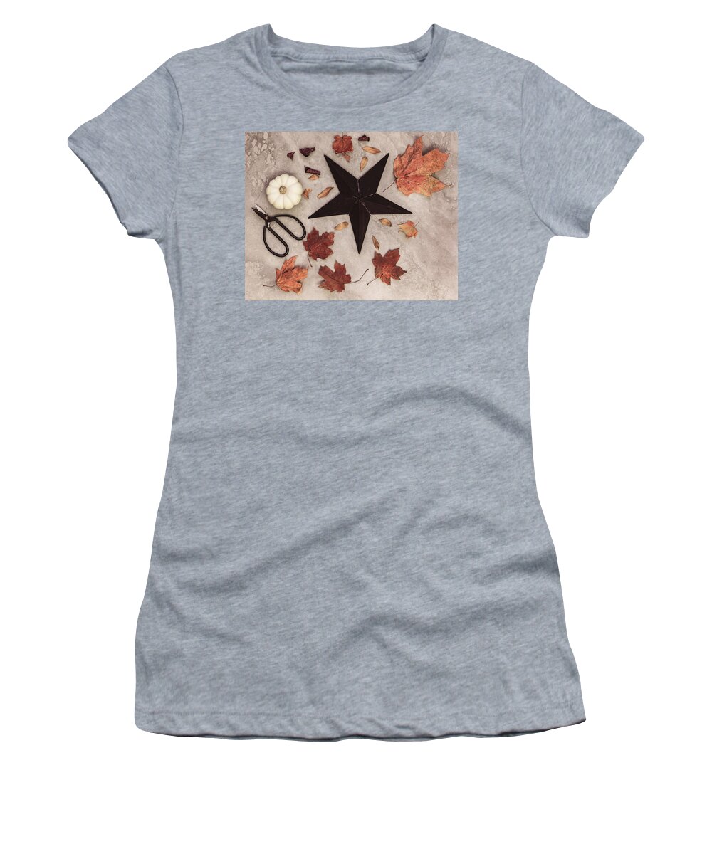 Star Women's T-Shirt featuring the photograph A Star Among the Autumn Leaves by Kim Hojnacki