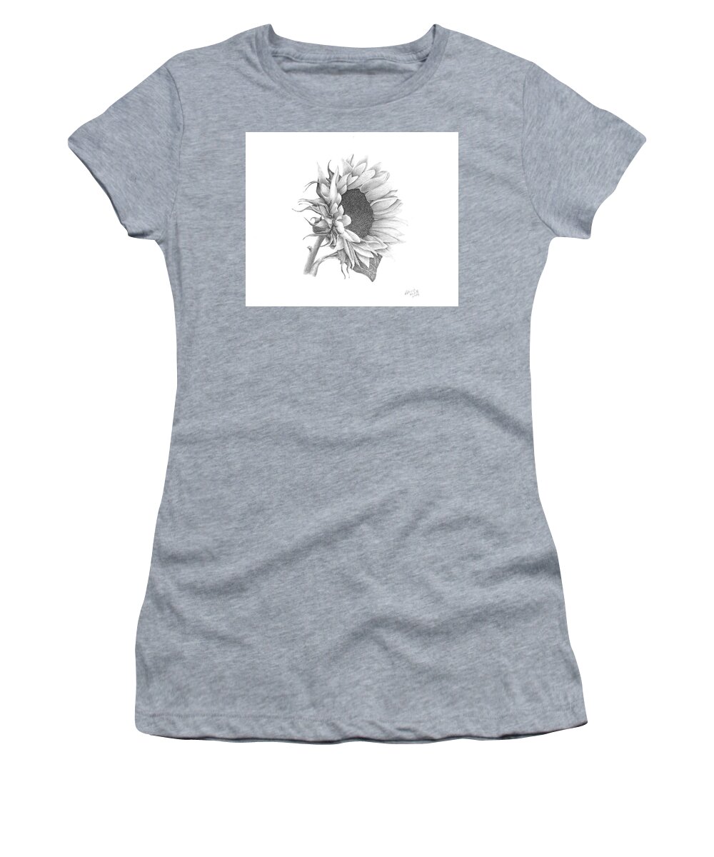Sunflower Women's T-Shirt featuring the drawing A Sunflowers Beauty by Patricia Hiltz