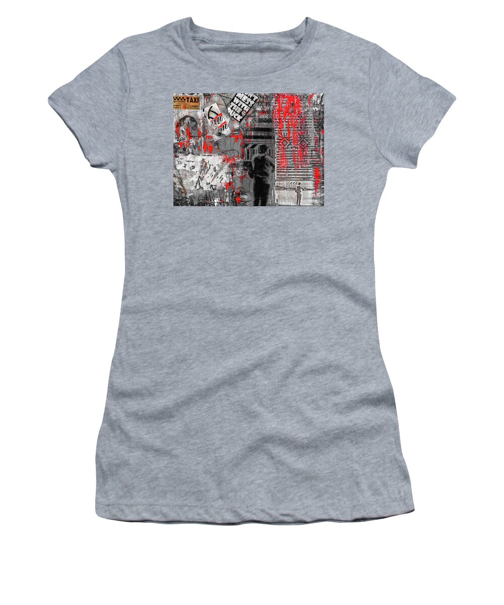 Collage Women's T-Shirt featuring the digital art A tourist in Italy by Gabi Hampe