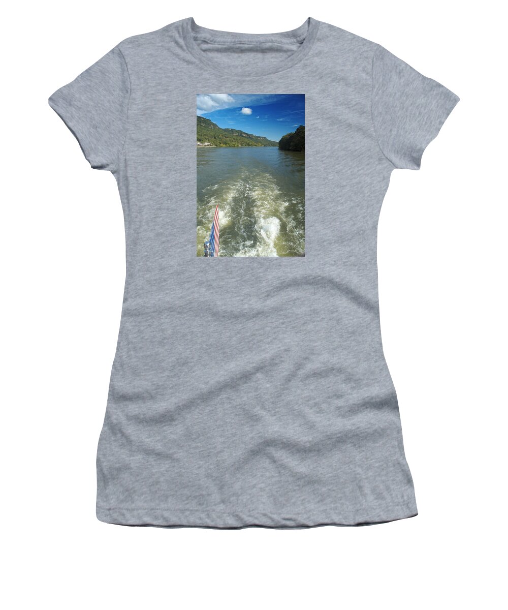 Wake Women's T-Shirt featuring the photograph A Wake, River and Sky col by George Taylor