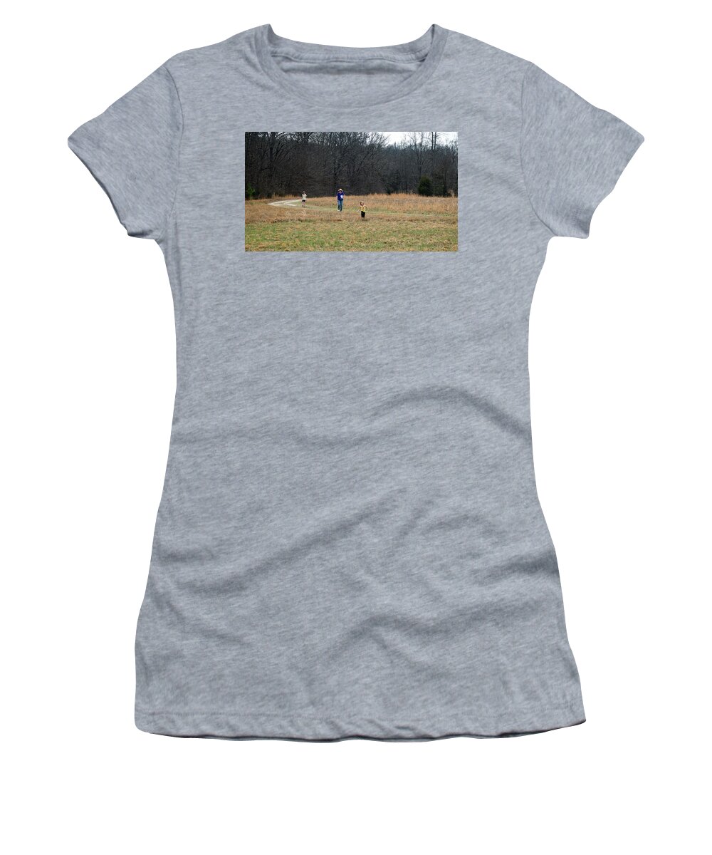 Field Women's T-Shirt featuring the photograph A Walk in a Field by George Taylor