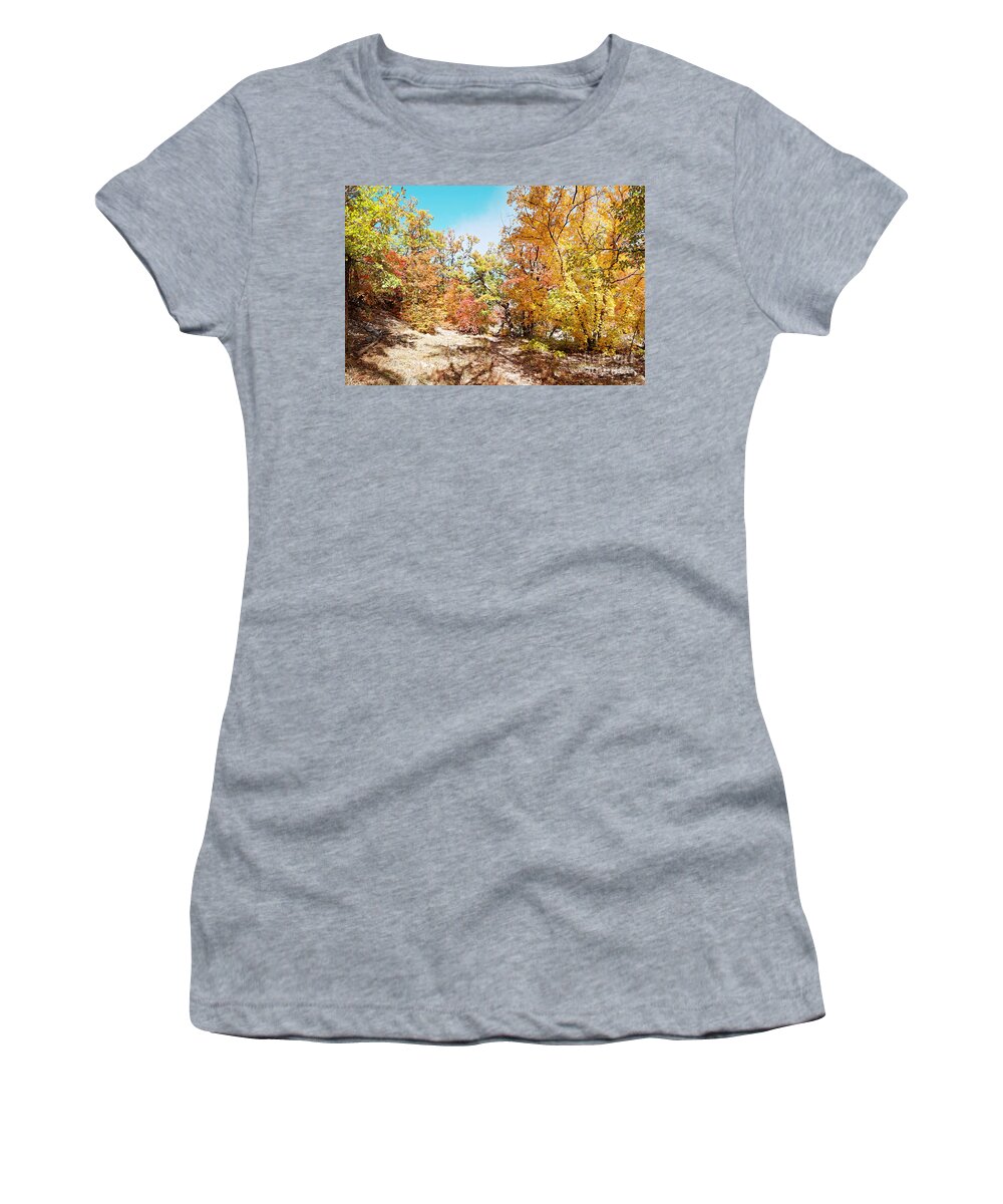 Guadalupe Women's T-Shirt featuring the photograph A Walk through the Maple Forest Deep in McKittrick Canyon - Guadalupe Mountains National Park Texas by Silvio Ligutti