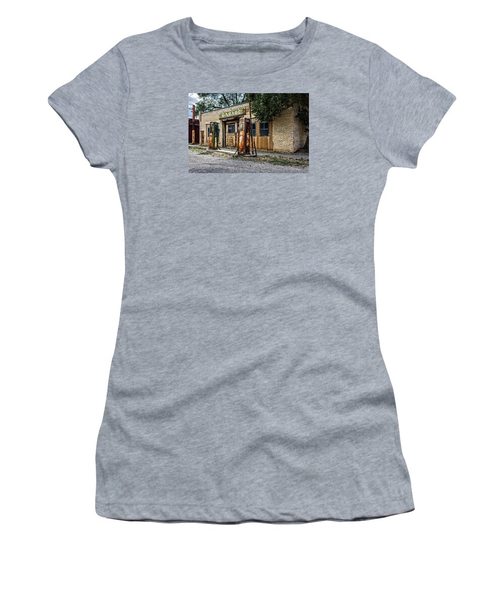 Garage Women's T-Shirt featuring the photograph Abandoned Garage by Scott Read