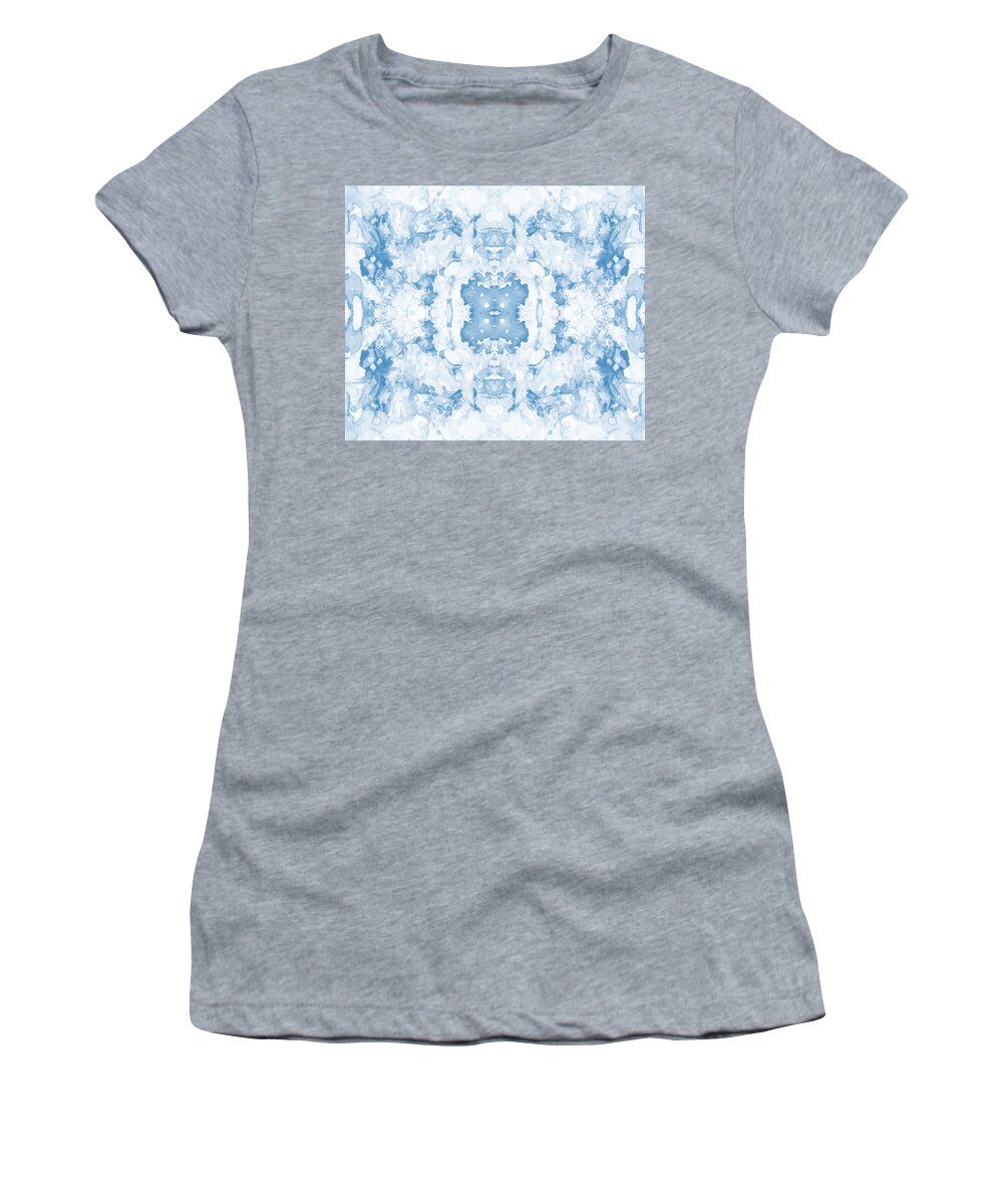 Abstract Women's T-Shirt featuring the mixed media Abstract 20 Blue by Lucie Dumas
