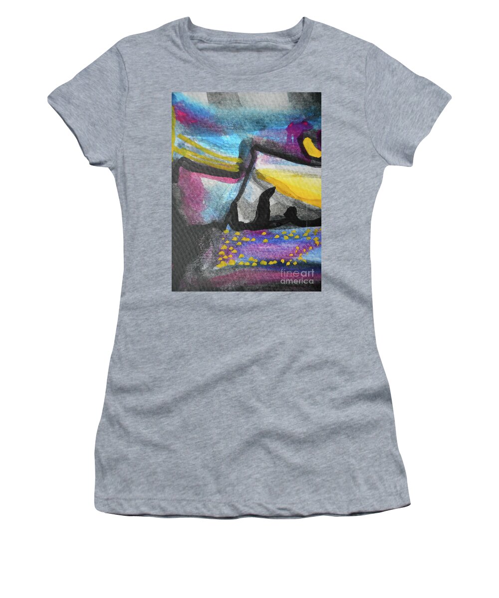 Katerina Stamatelos Women's T-Shirt featuring the painting Abstract-4 by Katerina Stamatelos