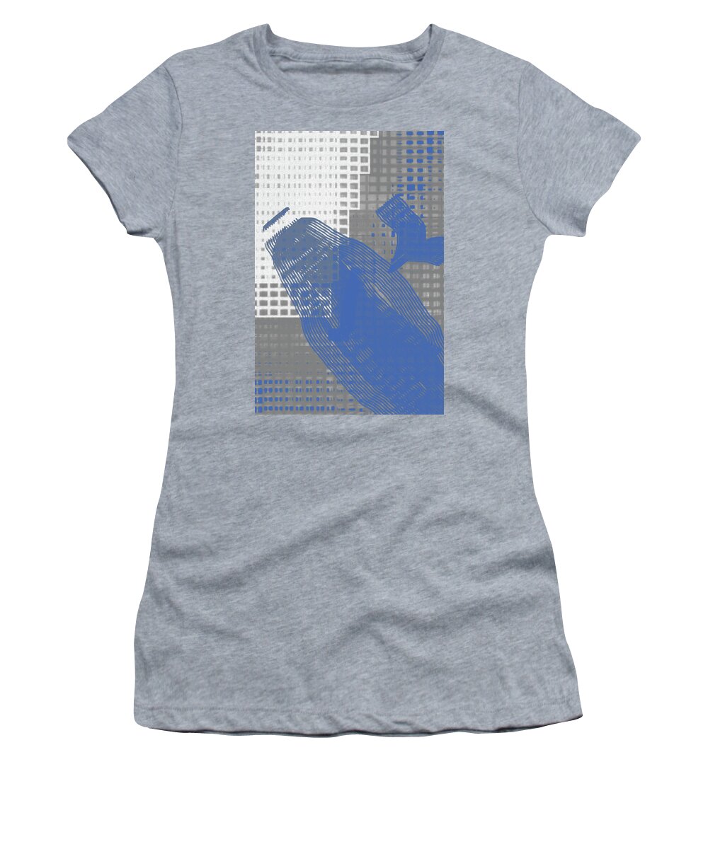 Home Women's T-Shirt featuring the digital art Abstract Blue and Grey 1 by Keshava Shukla