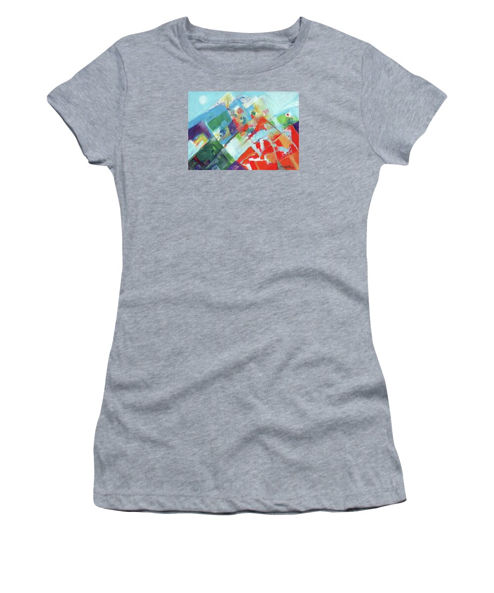 Abstract Women's T-Shirt featuring the painting Abstract landscape1 by Mary Armstrong