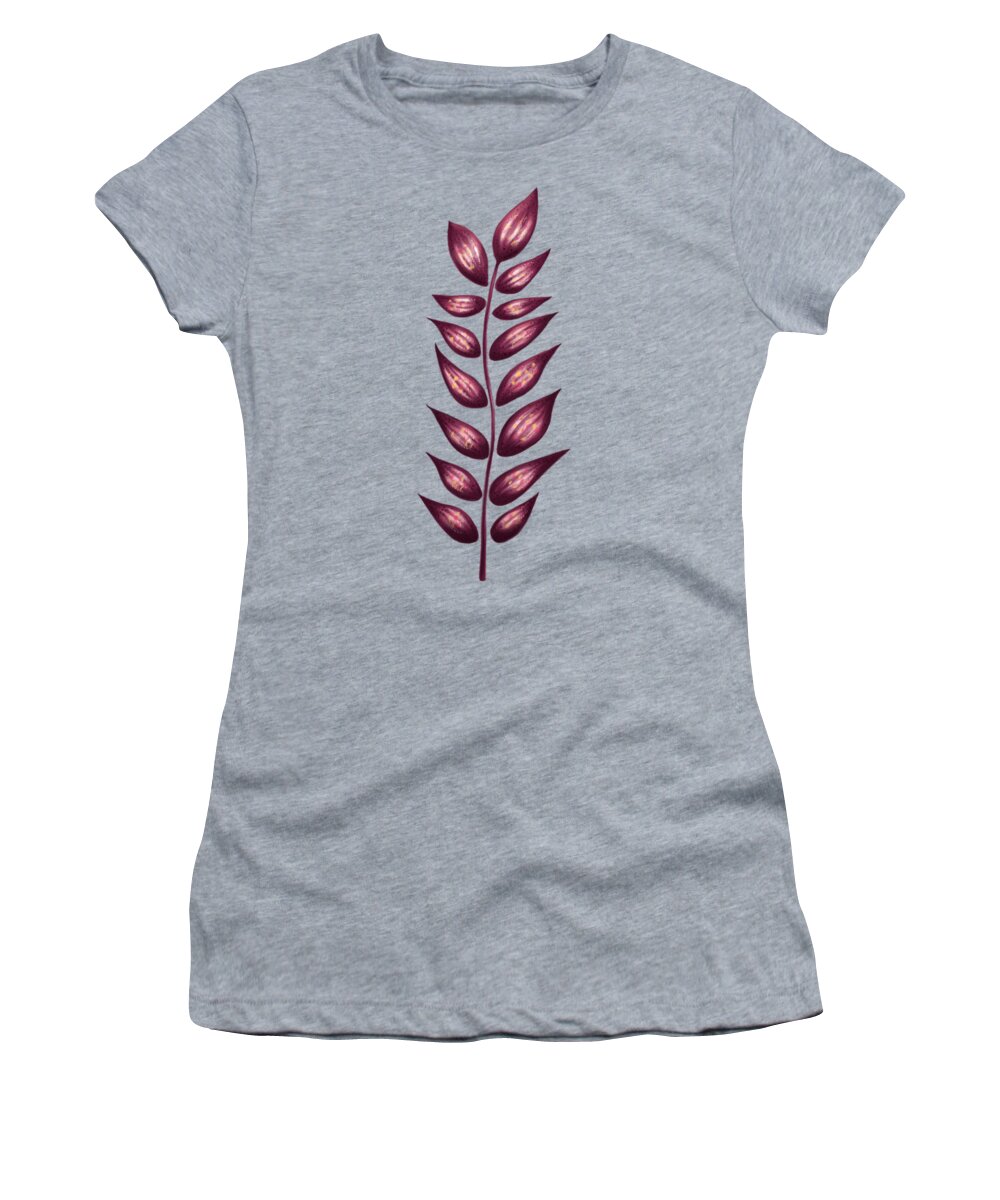 Flower Women's T-Shirt featuring the digital art Abstract Plant With Pointy Leaves In Purple And Yellow by Boriana Giormova