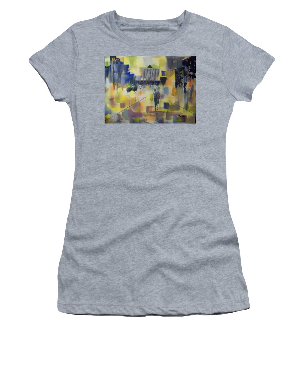 Art Women's T-Shirt featuring the painting Abstract Stroll by Raymond Doward