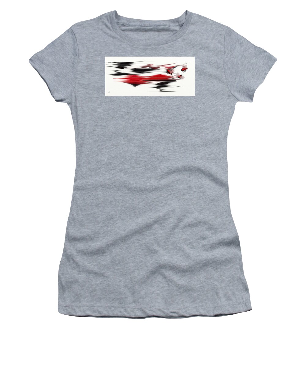 Abstract Women's T-Shirt featuring the digital art Abstract Swarm of Flies by Shelli Fitzpatrick