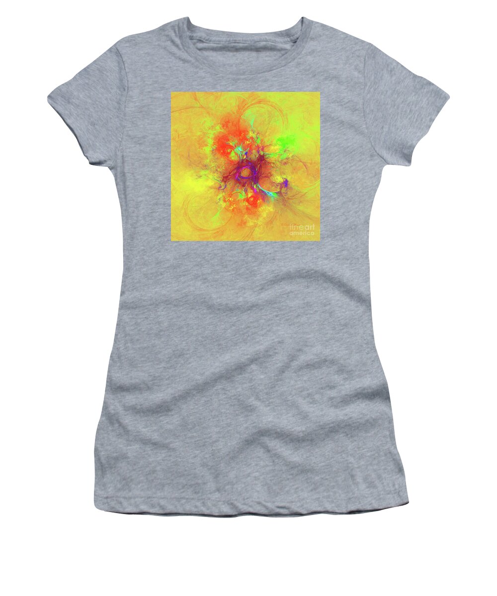 Abstract Women's T-Shirt featuring the digital art Abstract With Yellow by Deborah Benoit
