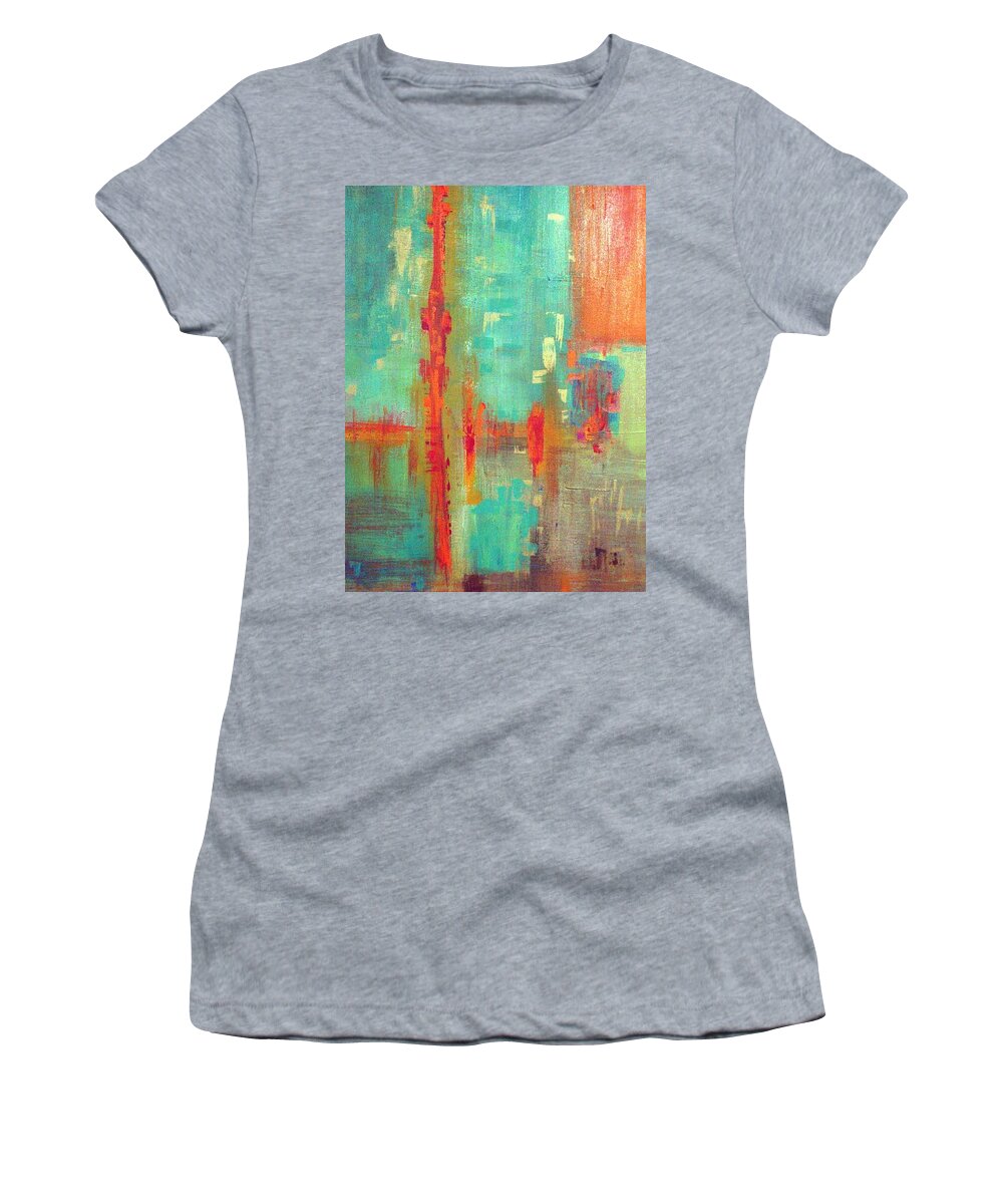  Women's T-Shirt featuring the painting Across The Park by Lilliana Didovic