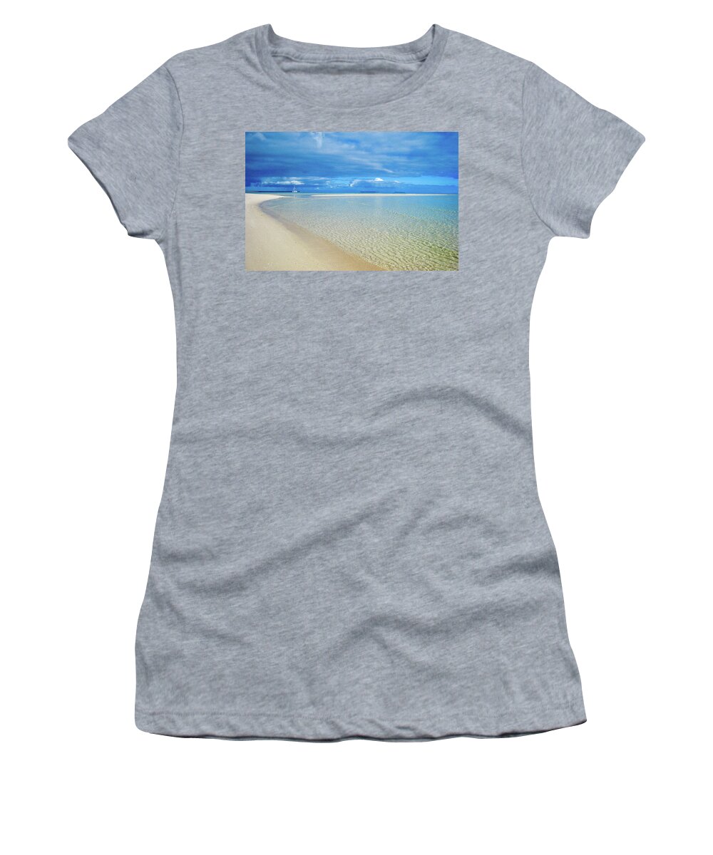 Beach Women's T-Shirt featuring the photograph ADAGIO alone in Ouvea, South Pacific by Dorothy Darden