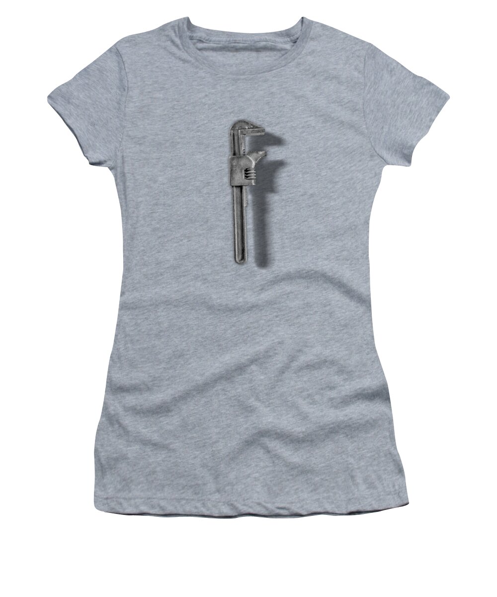 Antique Women's T-Shirt featuring the photograph Adjustable Wrench Backside in BW by YoPedro