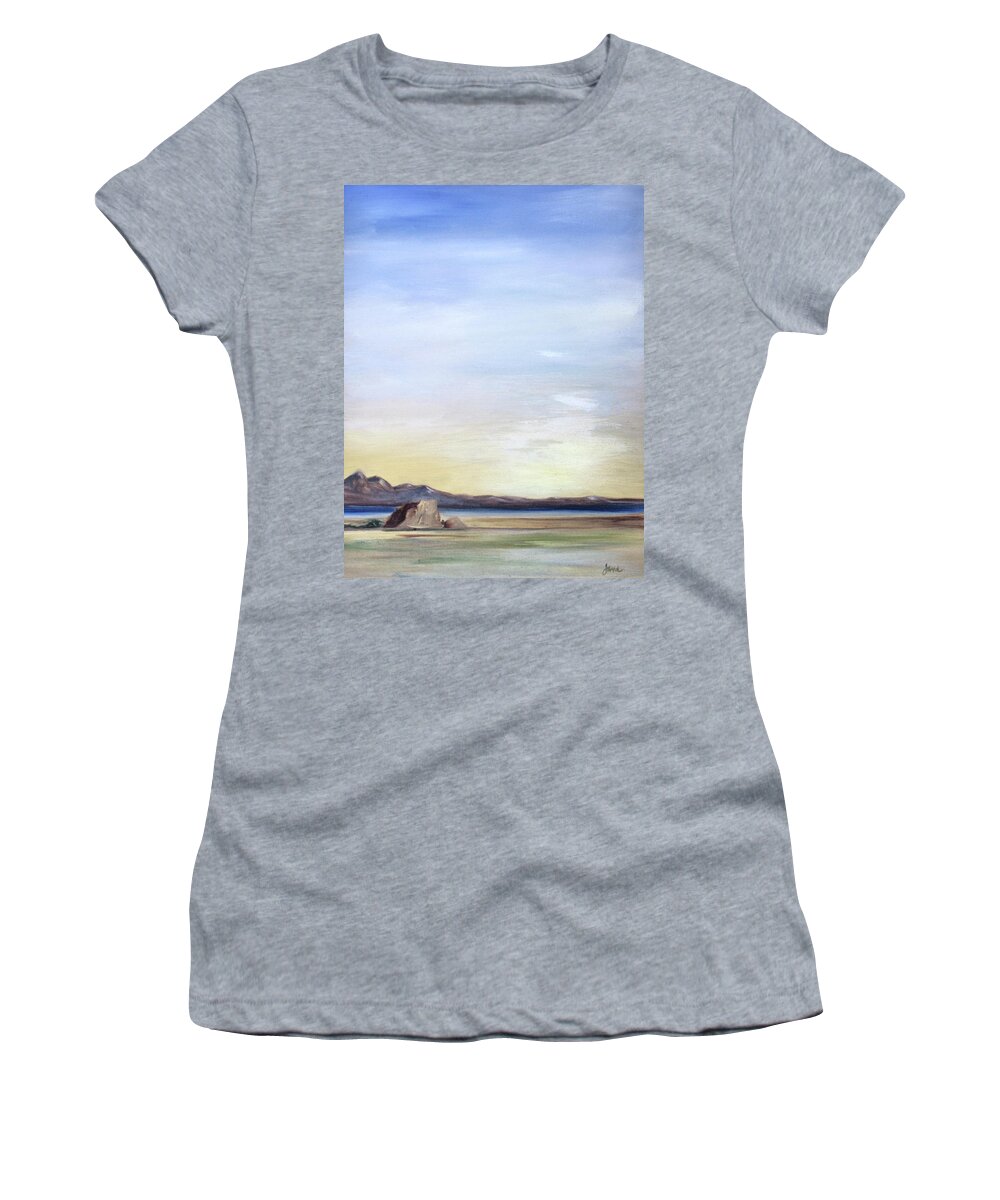Adobe Rock Women's T-Shirt featuring the painting Adobe Rock by Nila Jane Autry