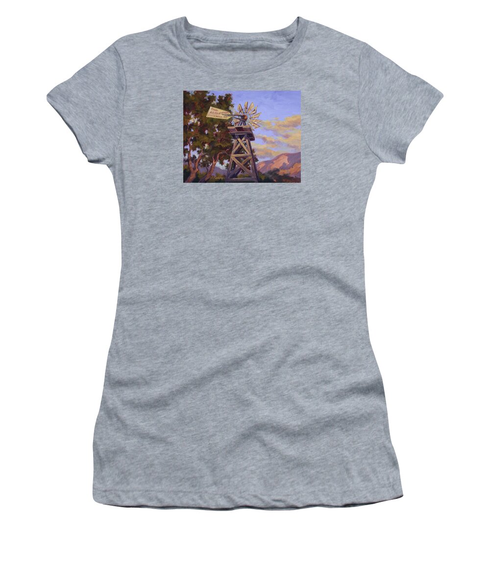 Windmill Women's T-Shirt featuring the painting Aeromotor by Jane Thorpe