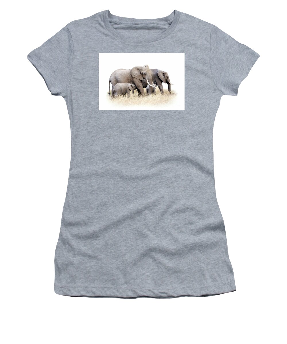 Elephant Women's T-Shirt featuring the photograph African elephant group isolated by Jane Rix