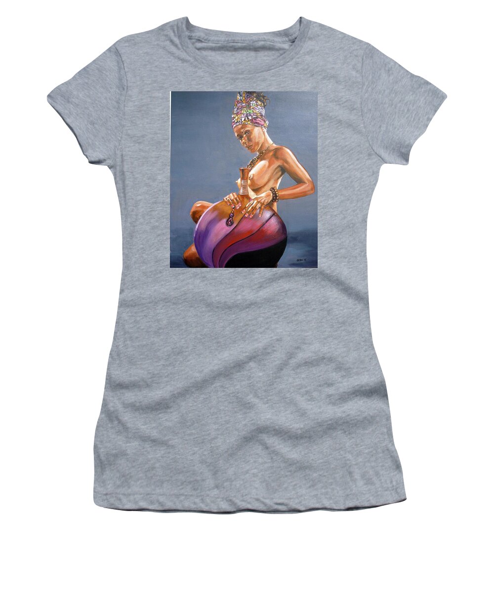 Nude Women's T-Shirt featuring the painting African Queen by Bryan Bustard