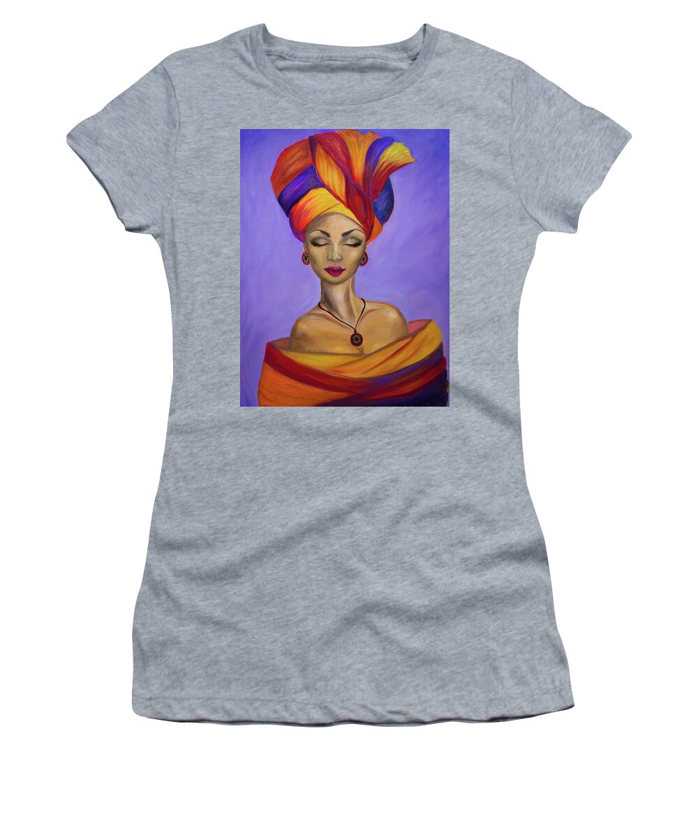 Oil Painting Women's T-Shirt featuring the painting African Queen by Lilia S