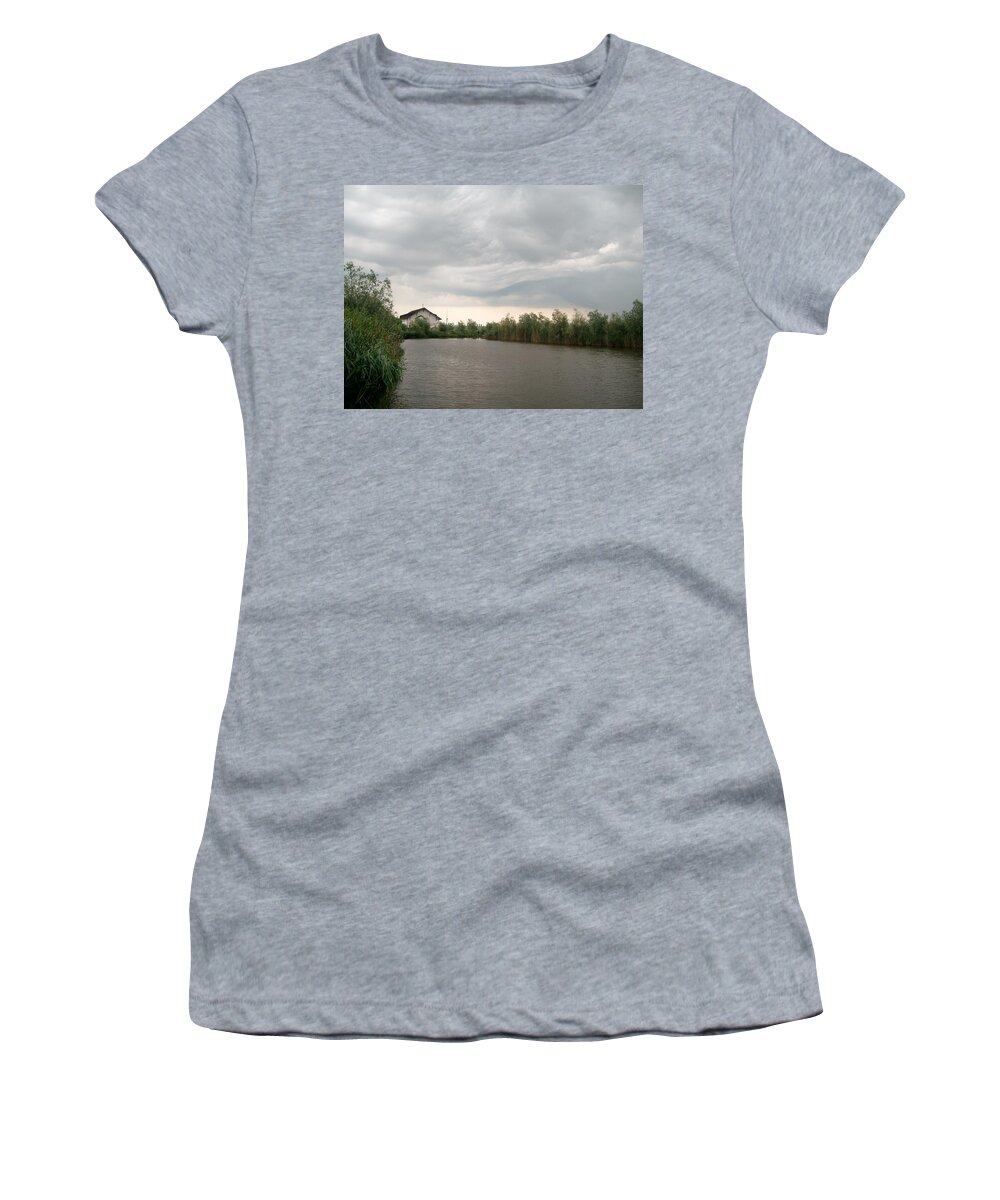 Landscape Photo Women's T-Shirt featuring the photograph After a rainy day in Danube Delta by Georgeta Blanaru
