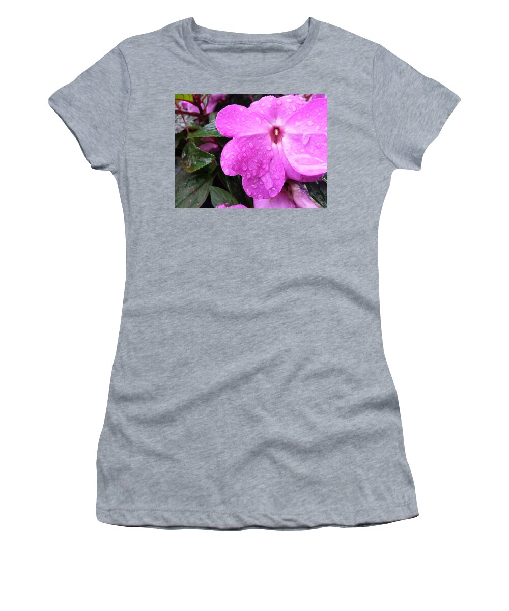 New Guinea Impatient Women's T-Shirt featuring the photograph After the Rain by Robert Knight
