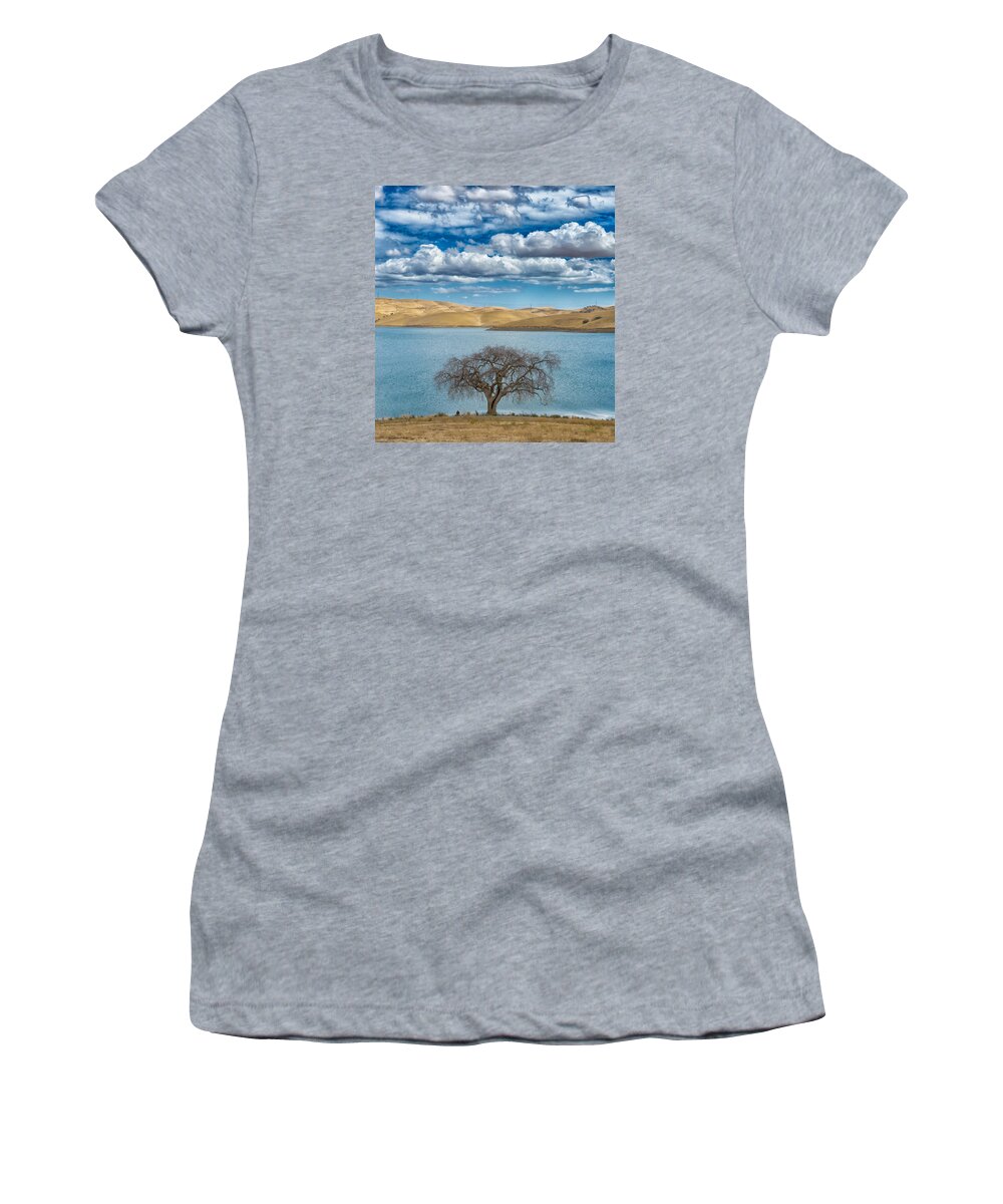 Clouds Women's T-Shirt featuring the photograph Afternoon Fishing Hole by Robin Mayoff